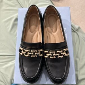 Antonio Melani Brookelyn black loafers gold hardware